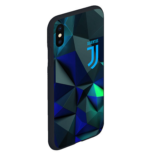 Чехол iPhone XS Max матовый Juventus blue abstract logo / 3D-Черный – фото 2