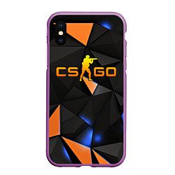 Чехол iPhone XS Max матовый CSGO orange style, цвет: 3D-фиолетовый