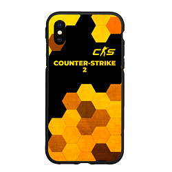 Чехол iPhone XS Max матовый Counter-Strike 2 - gold gradient: символ сверху, цвет: 3D-черный