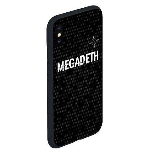 Чехол iPhone XS Max матовый Megadeth glitch на темном фоне: символ сверху / 3D-Черный – фото 2