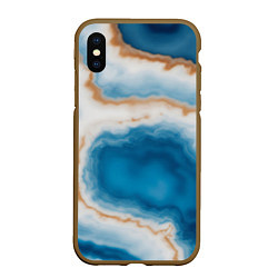 Чехол iPhone XS Max матовый Волна голубого агата, цвет: 3D-коричневый