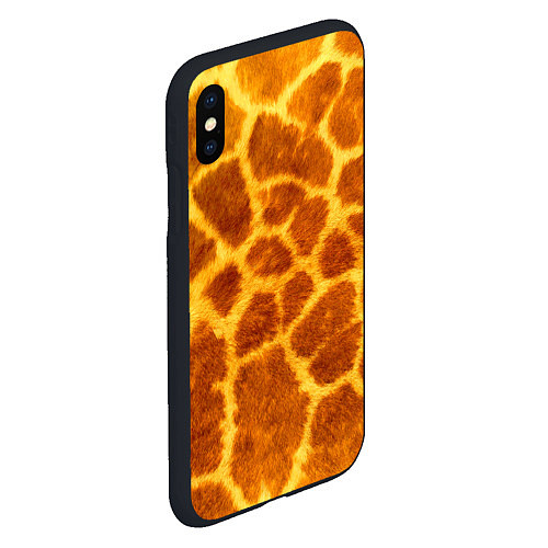 Чехол iPhone XS Max матовый Шкура жирафа - текстура / 3D-Черный – фото 2