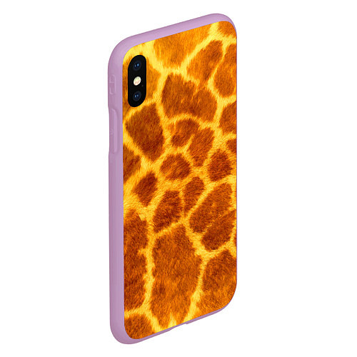 Чехол iPhone XS Max матовый Шкура жирафа - текстура / 3D-Сиреневый – фото 2