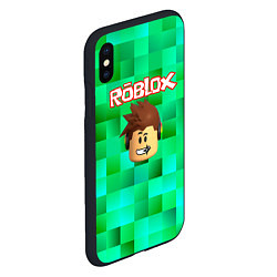 Чехол iPhone XS Max матовый Roblox head на пиксельном фоне, цвет: 3D-черный — фото 2