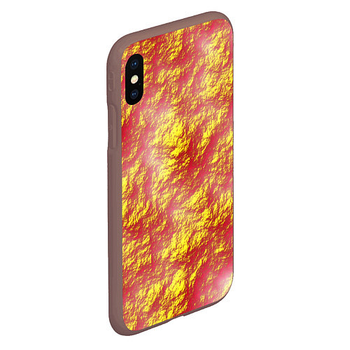 Чехол iPhone XS Max матовый Золото с оранжевым / 3D-Коричневый – фото 2