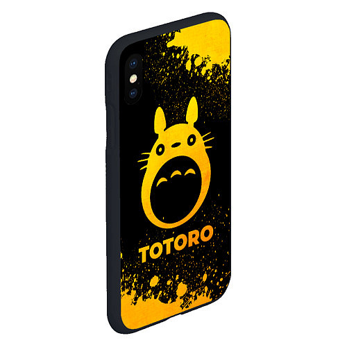 Чехол iPhone XS Max матовый Totoro - gold gradient / 3D-Черный – фото 2