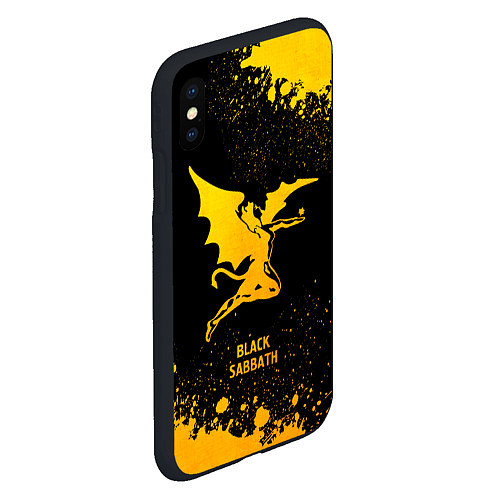 Чехол iPhone XS Max матовый Black Sabbath - gold gradient / 3D-Черный – фото 2