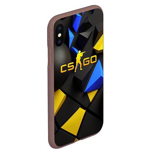 Чехол iPhone XS Max матовый CSGO blue yellow abstract / 3D-Коричневый – фото 2