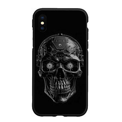 Чехол iPhone XS Max матовый Череп будущего cyberpunk