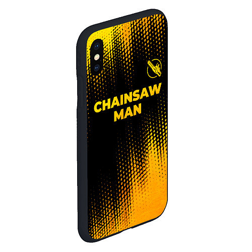 Чехол iPhone XS Max матовый Chainsaw Man - gold gradient: символ сверху / 3D-Черный – фото 2