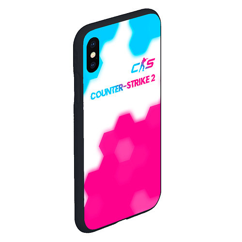 Чехол iPhone XS Max матовый Counter-Strike 2 neon gradient style: символ сверх / 3D-Черный – фото 2