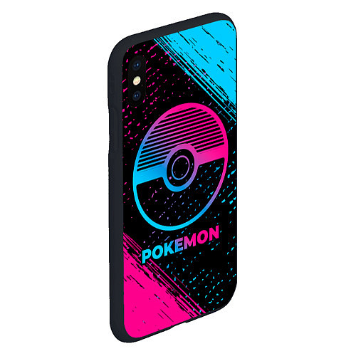 Чехол iPhone XS Max матовый Pokemon - neon gradient / 3D-Черный – фото 2