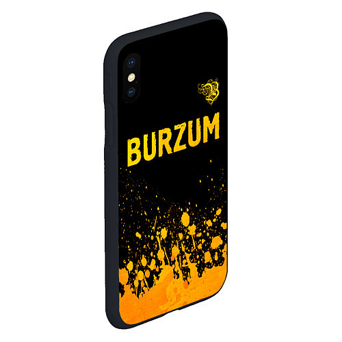 Чехол iPhone XS Max матовый Burzum - gold gradient: символ сверху / 3D-Черный – фото 2