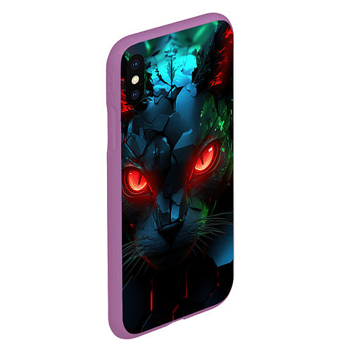 Чехол iPhone XS Max матовый Cyberpunk cat / 3D-Фиолетовый – фото 2