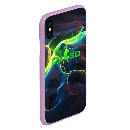 Чехол iPhone XS Max матовый CSGO green neon / 3D-Сиреневый – фото 2