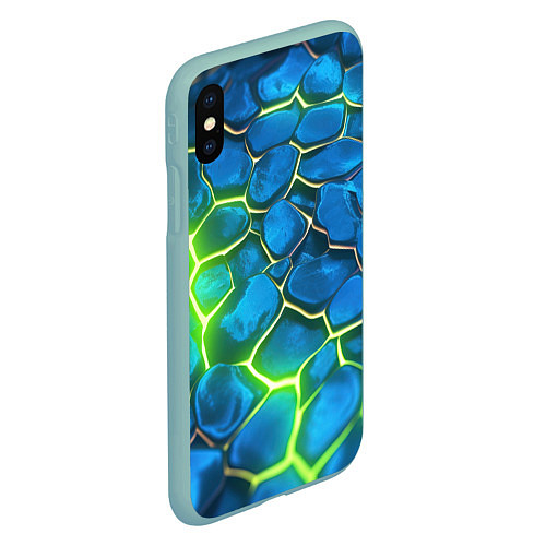 Чехол iPhone XS Max матовый Green blue neon / 3D-Мятный – фото 2