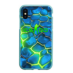 Чехол iPhone XS Max матовый CSGO green blue neon
