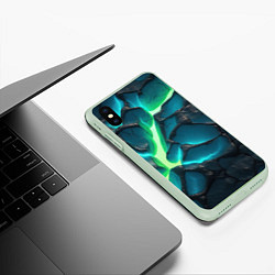 Чехол iPhone XS Max матовый Свечение из разлома плит, цвет: 3D-салатовый — фото 2