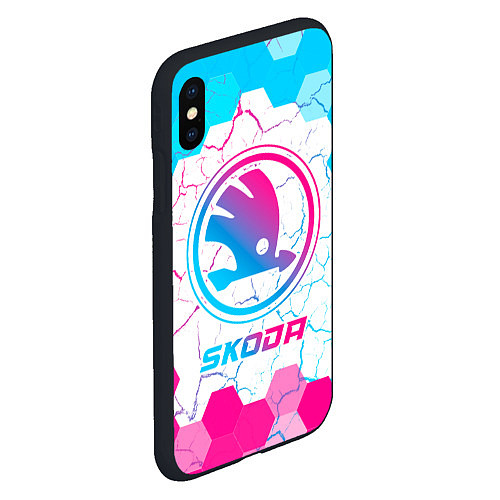 Чехол iPhone XS Max матовый Skoda neon gradient style / 3D-Черный – фото 2