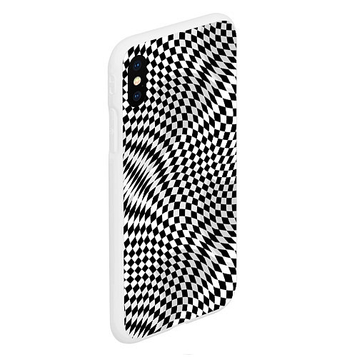 Чехол iPhone XS Max матовый Черно-белая шахматная иллюзия / 3D-Белый – фото 2
