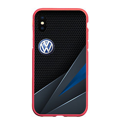 Чехол iPhone XS Max матовый Фольцваген - синяя броня, цвет: 3D-красный