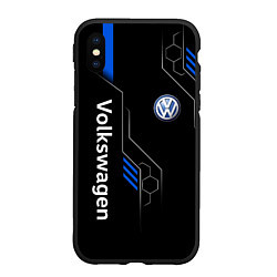 Чехол iPhone XS Max матовый Volkswagen - blue technology, цвет: 3D-черный