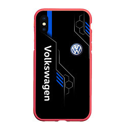 Чехол iPhone XS Max матовый Volkswagen - blue technology, цвет: 3D-красный