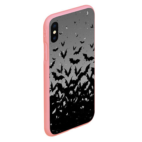 Чехол iPhone XS Max матовый Серый фон и летучие мыши / 3D-Баблгам – фото 2