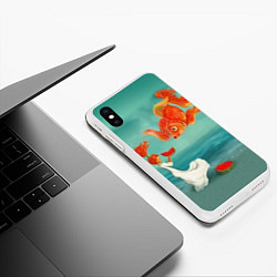 Чехол iPhone XS Max матовый Девочка с арбузом и золотая рыбка, цвет: 3D-белый — фото 2