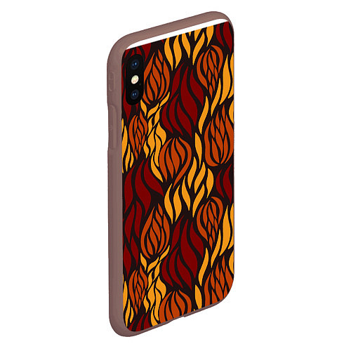 Чехол iPhone XS Max матовый Hot Flames - паттерн / 3D-Коричневый – фото 2