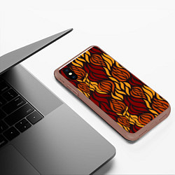 Чехол iPhone XS Max матовый Hot Flames - паттерн, цвет: 3D-коричневый — фото 2