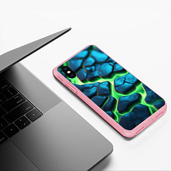 Чехол iPhone XS Max матовый Разломленные зеленые плиты, цвет: 3D-баблгам — фото 2