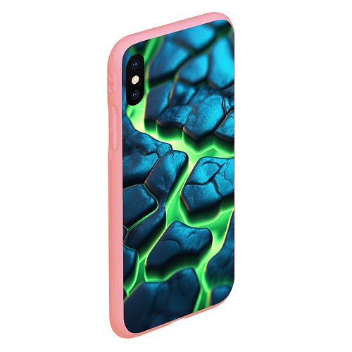 Чехол iPhone XS Max матовый Разломленные зеленые плиты / 3D-Баблгам – фото 2