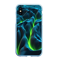 Чехол iPhone XS Max матовый Зеленая кислотная текстура с плитами, цвет: 3D-голубой