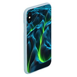 Чехол iPhone XS Max матовый Зеленая кислотная текстура с плитами, цвет: 3D-голубой — фото 2