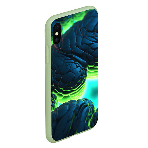 Чехол iPhone XS Max матовый Зеленые объемные плиты / 3D-Салатовый – фото 2