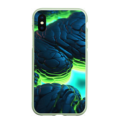 Чехол iPhone XS Max матовый Зеленые объемные плиты