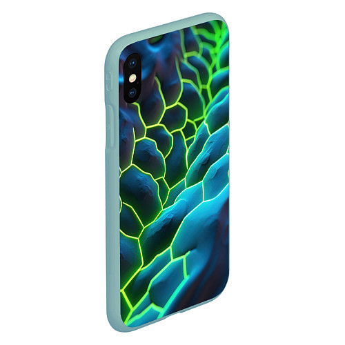 Чехол iPhone XS Max матовый Зеленые текстурные плиты / 3D-Мятный – фото 2