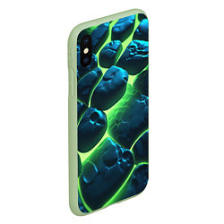 Чехол iPhone XS Max матовый Разлом зеленых плит с неоном, цвет: 3D-салатовый — фото 2