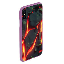 Чехол iPhone XS Max матовый Красные плиты с лавой, цвет: 3D-фиолетовый — фото 2