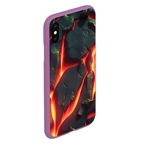 Чехол iPhone XS Max матовый Красные плиты с лавой / 3D-Фиолетовый – фото 2