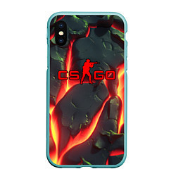 Чехол iPhone XS Max матовый CSGO красные плиты с лавой, цвет: 3D-мятный