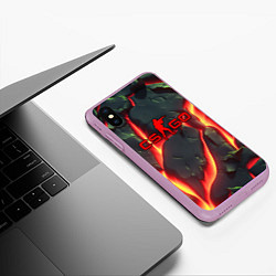 Чехол iPhone XS Max матовый CSGO красные плиты с лавой, цвет: 3D-сиреневый — фото 2