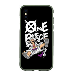 Чехол iPhone XS Max матовый One piece - gear 5 luffy, цвет: 3D-темно-зеленый