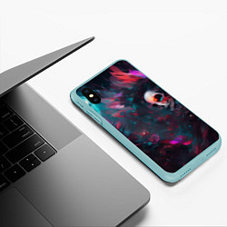 Чехол iPhone XS Max матовый Череп - красочная фантазия - нейросеть, цвет: 3D-мятный — фото 2