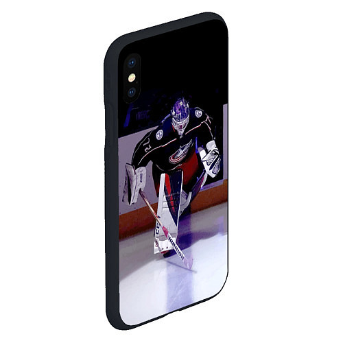 Чехол iPhone XS Max матовый Sergey Bobrovsky - goalkeeper - Columbus blue jack / 3D-Черный – фото 2