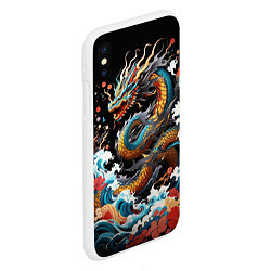 Чехол iPhone XS Max матовый Дракон на волнах в японском стиле арт, цвет: 3D-белый — фото 2