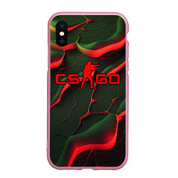 Чехол iPhone XS Max матовый CSGO red green texture