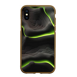 Чехол iPhone XS Max матовый Green black texture