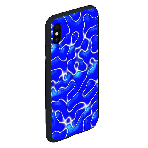Чехол iPhone XS Max матовый Синий волнистый рисунок / 3D-Черный – фото 2